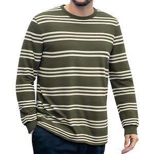 ZVX Striped Long Sleeve Shirt Men,Crewneck Mens Striped T Shirt, Classic Casual Top Light Green Stripes X-Large (Green, M)