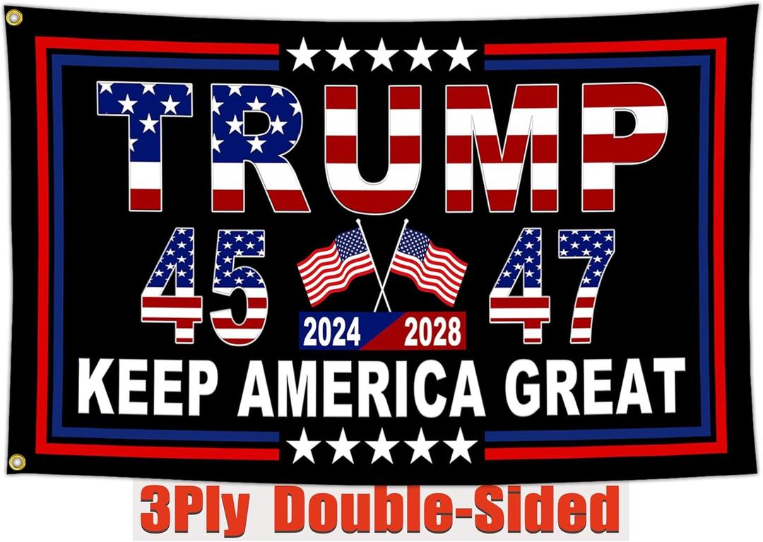 NASIAN 3 Ply Patriotic President 2025 Flags 3x5 Ft Outdoor Double Sided 45th 47th Keep America Great Flags for Outside Yard Bedroom Garden House Decorations Banner