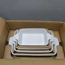 Casserole Dishes for Oven, Ceramic Baking Dishes, Porcelain Bakeware Set of 4, Rectangular Baking Pan, White Deep Lasagna Pan with Handle for Cooking, Roasting, Cake, 15.3"/12.8"/11.6"/9.8"