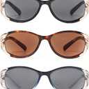 JM Full Lens Reading Sunglasses for Women, Vintage Oval Reader Sunglasses with UV400 Protection 3 Pack