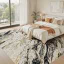 Area Rugs for Living Room: 10X14 Abstract Washable Rug Modern Neutral Large Soft Stain Resistant Non-Slip for Bedroom Dining Room Indoor Home Office Carpet - Black Gold