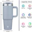 Konokyo 30 oz Tumbler with Handle and 2 Straws,2 in 1 Lid Insulated Water Bottle Stainless Steel Travel Coffee Mug,Lavender
