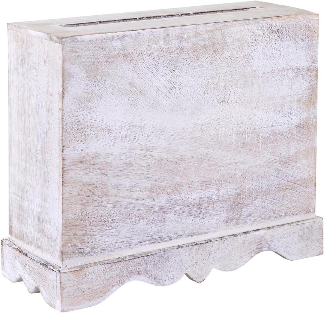 Wedding Card Box with Card Slit and Lock 12"X10"X4.5"- Gift Wishing Well Card Box for Weddings, Receptions, Birthdays, Graduations, Baby Showers, Honeymoon Funds KHND (White)