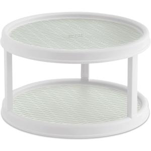 Copco Non-Skid 2 Tier Pantry Cabinet Lazy Susan Turntable, 12-Inch, White/Light Green