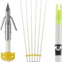 6 Pack 32 inch Bowfishing Arrows with Broadheads and Safty Slides Bow Fishing Arrow Luminous for Compound Bow Recurve Bow Fishing Hunting, 35 inch
