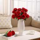 JUSTOYOU 30PCS Artificial Roses Silk Flowers in Bulk, Realistic Red Fake Roses for Wedding Decorations, Home Decor, Centerpieces, Indoor Floral Arrangements