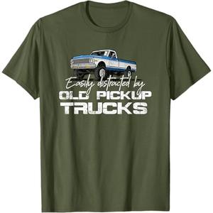 Easily Distracted by Old Pickup Trucks Shirt for Men Retro T-Shirt XXL