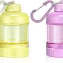 2 Pack Protein Powder Container to Go with Keychain & Keyring, Large Capacity, Clear, Leakproof, Ideal for workouts, fitness, or travel (Pink&Yellow)