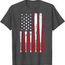 Vintage Baseball Bat American USA Flag Graphic Men t-Shirt Grey, Small