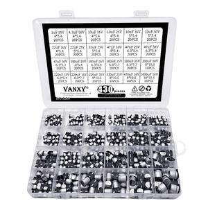 24 Values 430 Pcs 1uF to 1000uF SMD Aluminum Electrolytic Capacitors 10V 16V 25V 35V 50V Series Assortment Kit