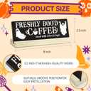 Halloween Table Decor Coffee Ghost Wooden Sign, Farmhouse Ghost Tabletop Centerpiece Decorative Coffee Bar Block Signs for Home Office Kitchen Shelf(mh07)