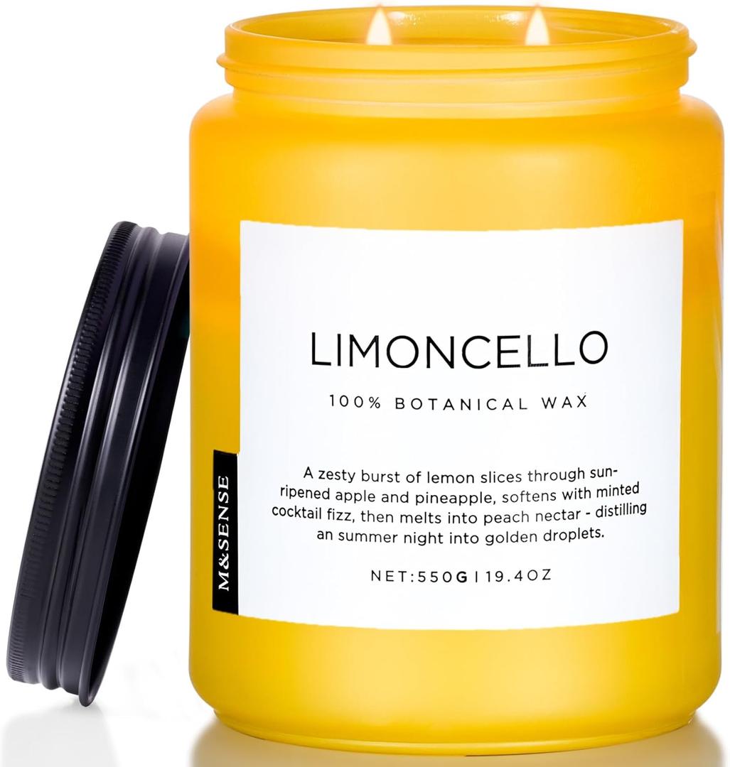 M&SENSE Limocello Summer Scented Candle, 19.4oz 110 Hours Long Lasting Burn Non Toxic Natural Soy Wax Lemon Highly Scented for Home Decor, 2 Wick Relaxing Candle Gifts for Yoga Spa Meditation M&SENSE Limocello Summer Scented Candle, 19.4oz 110 Hours Long Lasting Burn Non Toxic Natural Soy Wax Lemon Highly Scented for Home Decor, 2 Wick Relaxing Candle Gifts for Yoga Spa Meditation