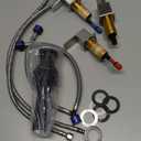 Widespread 8 Inch Brushed Nickel Bathroom Sink Faucet, Waterfall Nickel Stainless Steel Bathroom Faucet for Sink 3 Hole, Vanity Lavatory Sink Faucets with Drain & Water Hoses