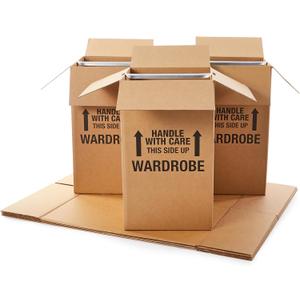 Amazon Basics Sturdy Wardrobe Moving Boxes, 20" x 20" x 34", Brown, 6-Pack