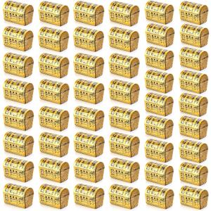 Zhanmai 50 Pieces Mini Pirate Treasure Chest Gold Plastic Chests Vintage Pirate Jewelry Storage Box for Play Birthday Halloween Christmas Party Favors