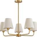 KAISITE Modern Gold Chandelier 5-Light Farmhouse Chandelier for Dining Room Industrial Dining Kitchen Light Fixture Over Table Ceiling Chandelier for Bedroom Living Room Foyer Entryway