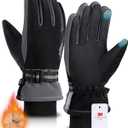 rivmount Snow Winter Gloves Women Men, Thermal Ski Glove with Warm, Waterproof, Touchscreen for Cold Weather Running, Cycling (X-Large, Black-Gray)