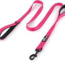 Plutus Pet Double Handle Dog Leash 5ft, Heavy Duty, Reflective Dual Handle Dog Leash for Safety Training, for Medium Large Dogs,2 Handle Leads(Pink)
