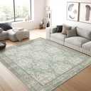 Area Rugs 5x7, Washable Rugs, Stain Resistant 5x7 Area Rugs for Living Room Bedroom Dining Room, Vintage Farmhouse Green Rug (5' x 7' (Rectangular), Green/Brown)