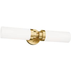 Emak Gold Vanity Lights for Mirror, 2 Light Bathroom Light Fixtures Over Mirror, Modern 22 Inch Wall Sconces with Milk Glass Shade for Bathroom, Bedroom, Hallway, VL085-GD-ML-2 (22 inch, Gold & Milk Glass)