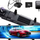 Mirror Dash Cam Rear View Camera 11''Full UHD 4K Front and 1080P Rear Backup Dual Cameras for Cars,GPS,Night Vision,Smart Reverse Parking Assistance,Touchscreen,Free 32GB Card H28-blackFD03696329