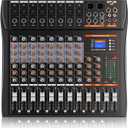 GP80 8 Channel Audio Mixer, USB Audio Interface Sound Board for Streaming with 24-bit DSP, Bluetooth 5.0, 48V Phantom Power, Mixer Board for Podcast Equipment, Studio Equipment, Streaming Mixer