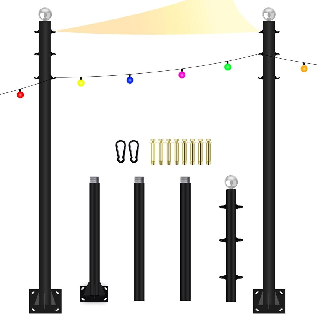 Sun Shade Sail Poles 10FT Outdoor Shade Sail Pole Kit Heavy Duty Steel Post Support Awning Canopy for Deck Patio Outside Backyard(10FT,2pack)