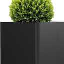 Large Metal Square Planter 26" L x 26" W x 26" H, Heavy Duty Black Large Outdoor Planters with Drainage Hole for Porch/Patio/Garden