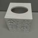 Tissue Box Cover Square, Carved Flowers Wooden Tissue Box Holder with Slide-Out Bottom, Decorative Cube Wall Mounted Tissue Holder for Desktop Nightstand Bathroom Office, Rustic Farmhouse Home Decor