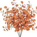 4Pcs Artificial Eucalyptus Leaves Stems 33.8 Eucalyptus Branches Fake Poinsettia Flowers Faux Plants for Home Table Fireplace Party Wedding Thanksgiving Décor (Fall)