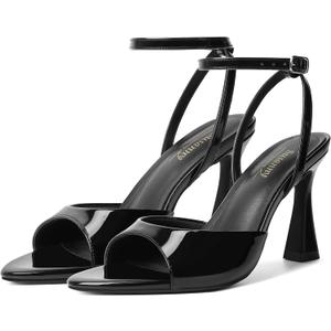 Susanny High Heels for Women Pointed Open Toe Strappy Chunky Block Heels Ankle Strap Stiletto Kitten Heeled Sandals Wedding Bridal Party Prom Sexy Dress Shoes (Black, 7)