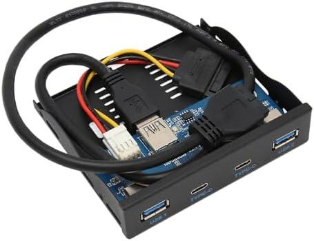 USB 3.2 Front Panel Hub, 2 USB C 5Gbps and 2 USB 3.2 Gen Ports, Internal Metal Panel Motherboard Cable for 7 8 10 2003, OS X Laptop