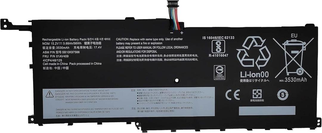 Fully. 01AV409 00HW028 00HW029 01AV438 01AV439 Replacement Laptop Battery Compatible with Lenovo ThinkPad X1C Yoga Carbon Gen 6 SB10K97566 SB10K97567 01AV410-15.28V 56Wh