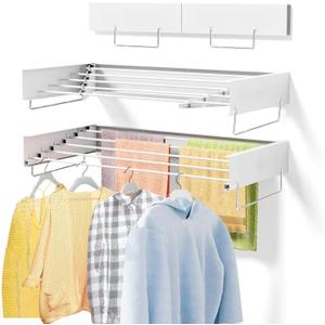 40 inches Wall Mounted Drying Rack, Clothes Drying Rack, Collapsible Drying Racks for Laundry,Clothes Hanger Rack Foldable,Clothing Rack,Retractable,Folding Dryer Rack,Wall Hanging Rack
