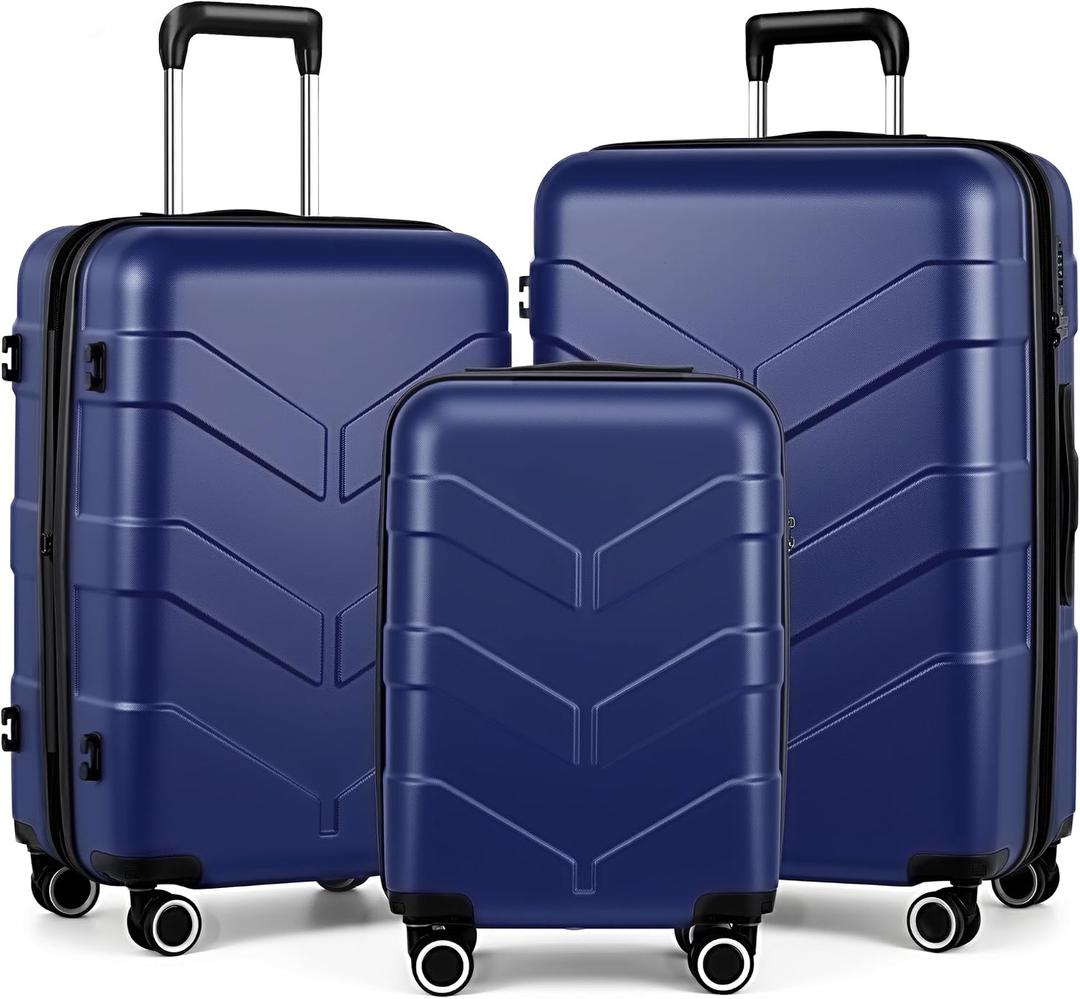 TILYMOL Luggage Sets 3 Piece with Spinner Wheel, Hardside Suitcase Set with TSA Lock, Expandable Lightweight Travel Luggage for Men and Women, Blue