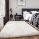 KICHOWUA Thick Area Rug 4x6 Cream White Fluffy Shag for Bedroom, Soft Washable Fuzzy Shaggy NonSlip Plush Carpet for Living Room, Modern Furry Rugs for Kids Nursery Baby Boys Girls Dorm, Ivory
