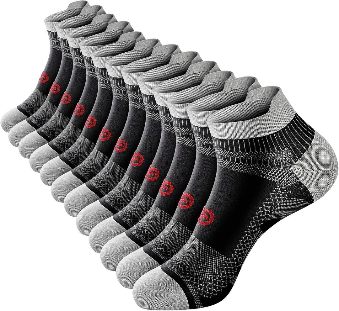 PAPLUS Compression Socks for Men & Women, 2/4/6 Pairs Ankle Running Socks with Arch Support, Ankle Support, Plantar Fasciitis (Black, XL)