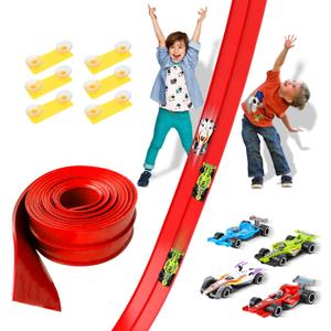 LITTCO Race Track,Car Ramp Toy,12.8 Ft Flexible Car Ramp System with 4 F1 Racing Cars,Ready-to-Play Indoor/Outdoor Racing Kit,Ultimate Birthday for Kids Ages 6-12