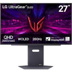 LG 27GX700A-B 27-inch Ultragear QHD (2560 x 1440) OLED Gaming Monitor, 280Hz, 0.03ms, NVIDIA G-Sync, AMD FreeSync Premium Pro, VESA DisplayHDR TrueBlack500, with up to DCI-P3 99.5%, HDMI 2.1, Black
