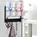 Water Bottle Origanizer for Stanley Cup 30/40 oz Tumbler with Handle, Self-Adhesive Cup Holder with 4 Hooks for Fridge/Wall/Door, Bottle Drying Rack with Lid Straw Organizer