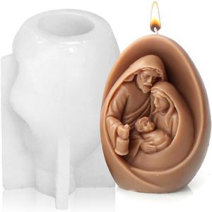3D Jesus and The Virgin Family Candle Molds Resin Molds,Religion Figures Wax Melt Molds Silicone Molds Virgin Mary Holds the Baby Candle Molds Silicone Resin Mold for DIY Craft Supplies Home Decor