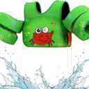 HeySplash Toddler Swim Vest, Kids Swim Vest Water Wings Swim Arm Band with Shoulder Strap and Secure Buckle for 33-70 lbs, Green Crab