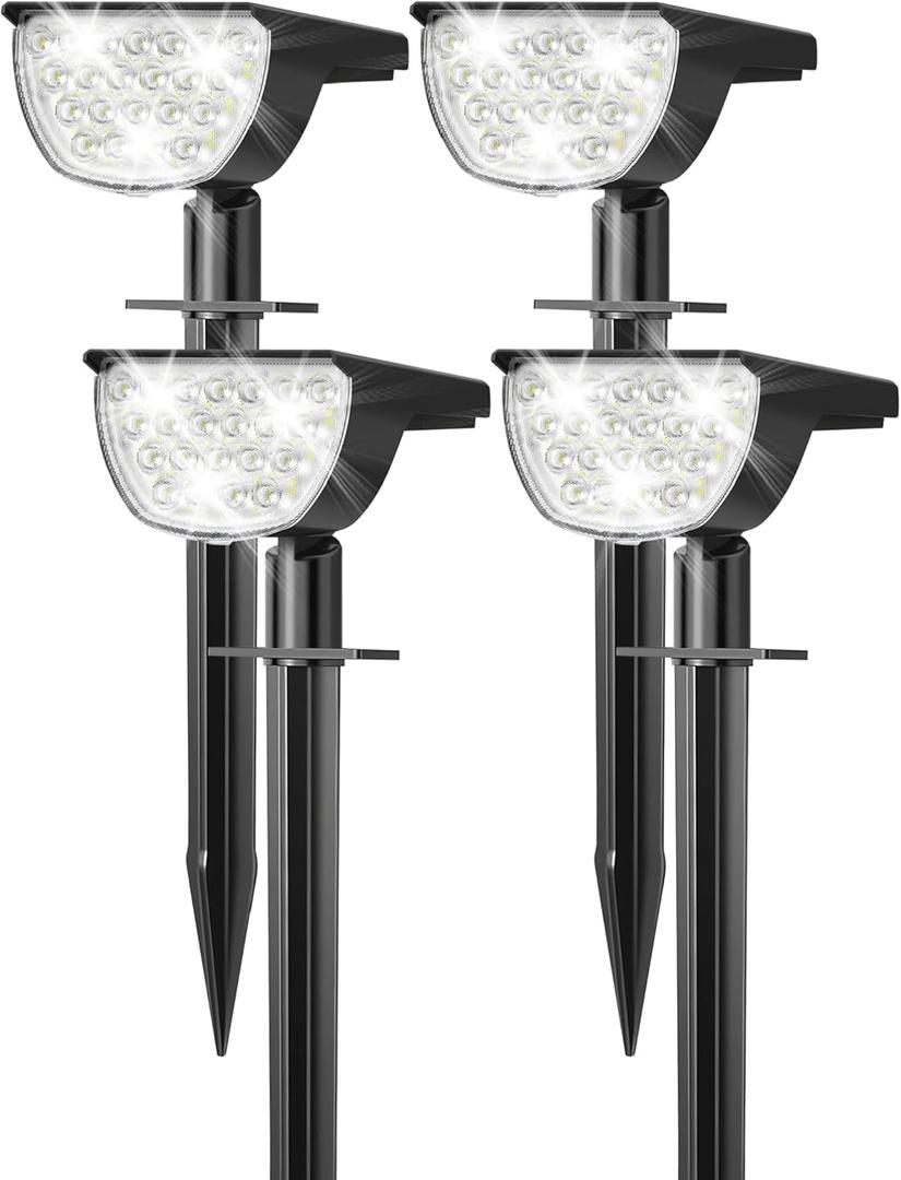 Solar Lights Outdoor Waterproof IP65, 76 LED 3 Lighting Modes Solar Spot Lights Outdoor Yard Garden Landscape Pathway (Cool White, 4 Pack)