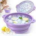 Face Bowl for Ice with Built-in Ice Tray  Collapsible Silicone Facial Ice Bath Bowl for Cold Plunge Therapy, Skin Tightening & Acne Relief  Portable Spa Tool for Home & Travel(Purple)