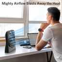 9" Desk Fan, Battery & USB-C Powered, 2 Cooling Speeds Table Fan With 90 Adjustable Tilt, 388ft/Min Powerful Airflow, Portable Desktop Fan for Home, Office, Kitchen, Travel, Black