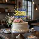 I Matched 2026 Congratulations Cake Topper, Happy Match Day Decoration Supplies, Congrats on Matching, Medical School Match Day Party Decorations Blue & Gold Glitter