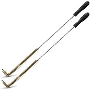 Yaomiao 2 Pcs L Shaped Fryer Cleaning Brush 23 Inch High Temperature Deep Fryer Coil Cleaner L Tipped Coil Brush, Long Handle, Metal Bristles for Grill BBQ Cleaning Accessories