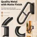 Heavy Duty Wall Mount Handrails for 1-3 Steps Outdoor Non-Slip U-Shaped Safety Railings with Metal Grip Powder Coated Rustproof Stair Handle for Garage Porch Garden Black