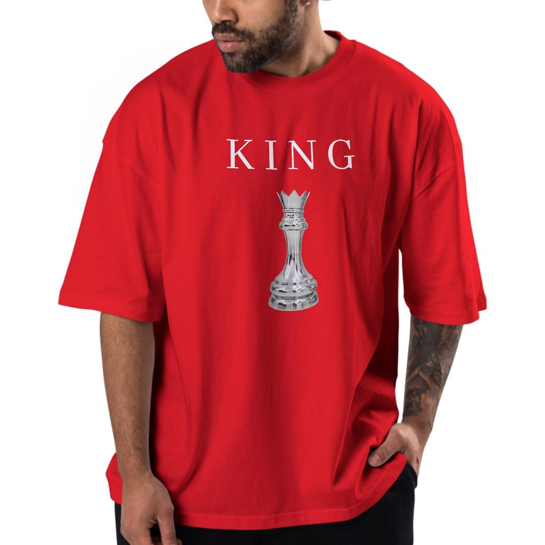 Men's Casual Graphic T-Shirt, Crew Neck, Short Sleeve, Summer Streetwear (US, Alpha, 3X-Large, Regular, Regular, Red) (Red, XXL)