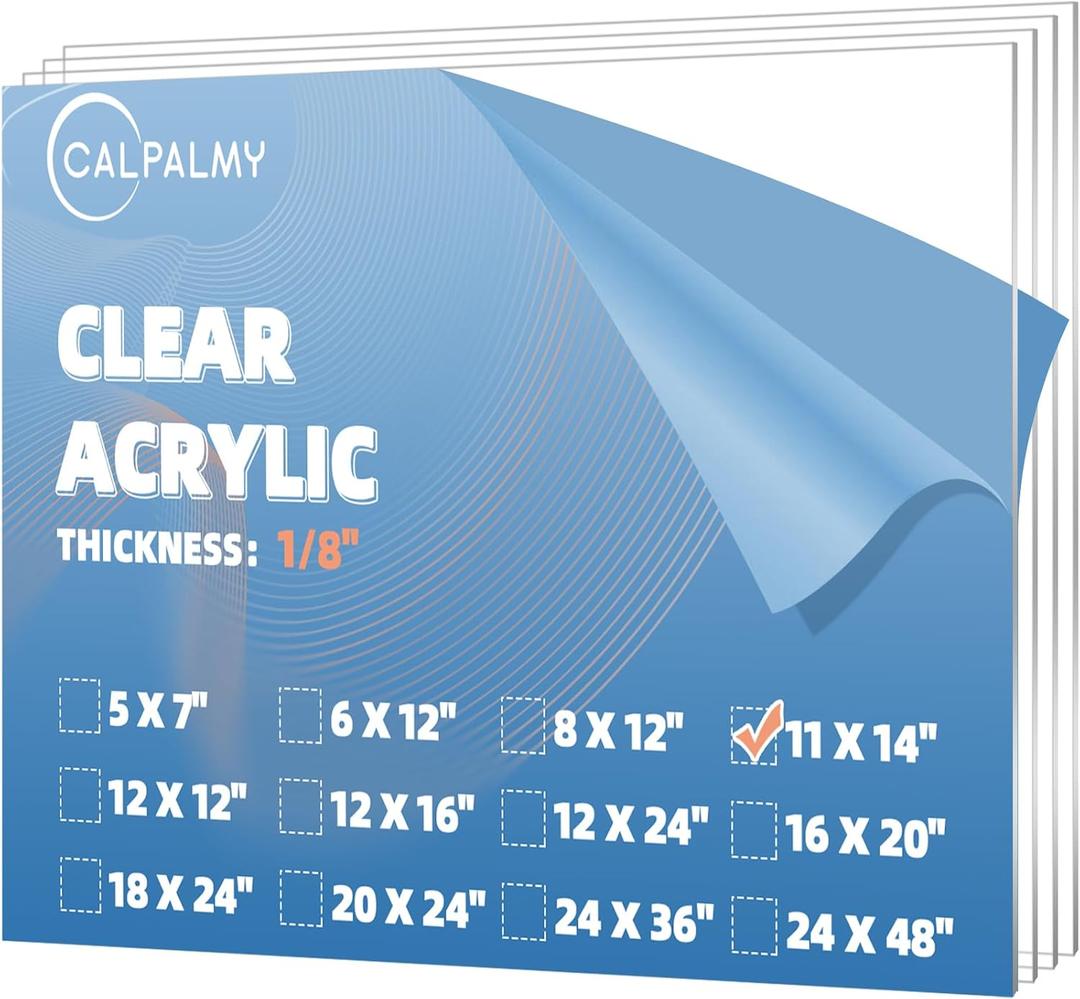 CALPALMY (2-Pack 11 x 14 Clear Acrylic Sheet Plexiglass  1/8 Thick; Use for Craft Projects, Signs, Display Cases, Sneeze Guard and More; Cut with Cricut, Engraver, Saw or Hand Tools